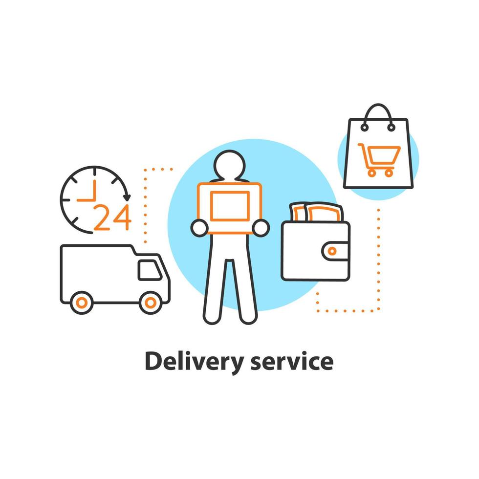 Delivery service concept icon. Courier idea thin line illustration. Shipment. Vector isolated outline drawing