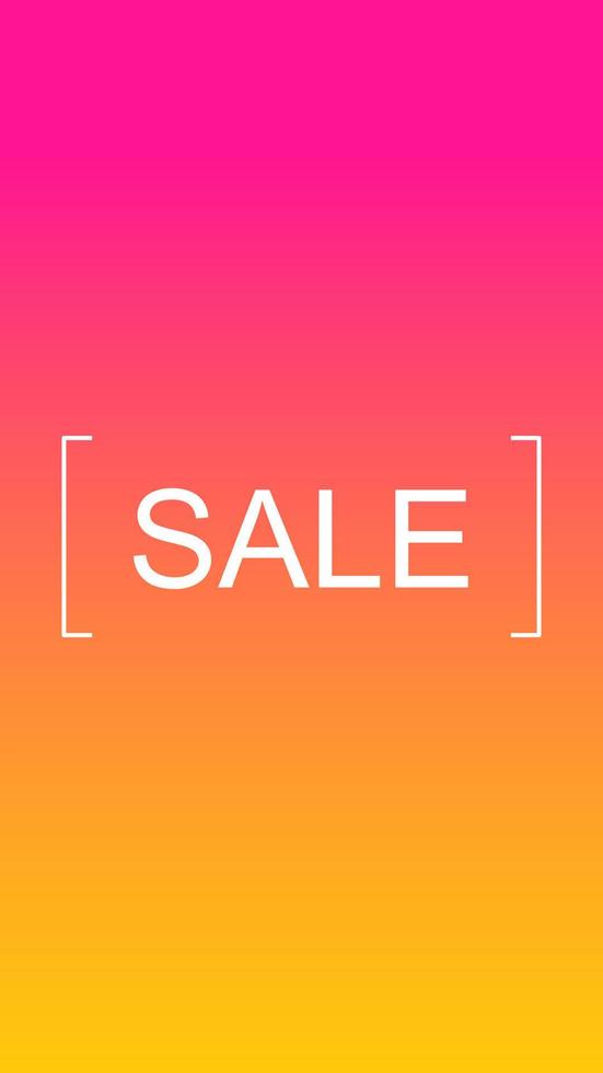 Sale social media story duotone template. Gradient fuchsia advertising web banner with text, promotion content layout. Modern vibrant mobile app design. Blending coral color with lettering mockup vector