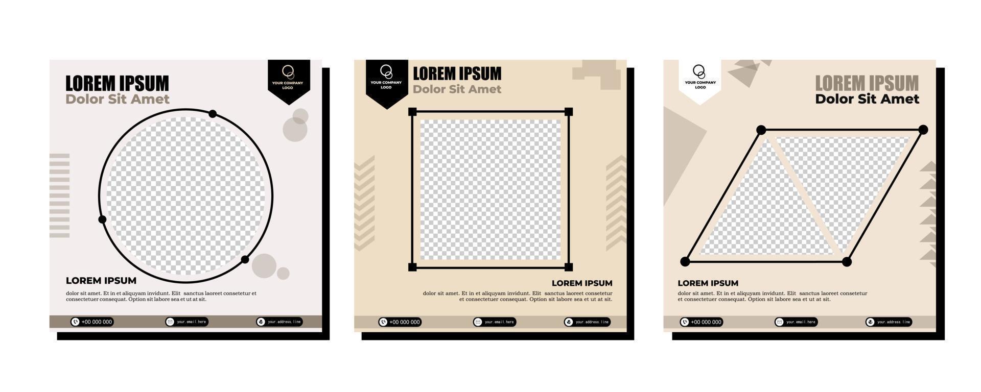 Social media posts template modern design, for digital marketing online vector