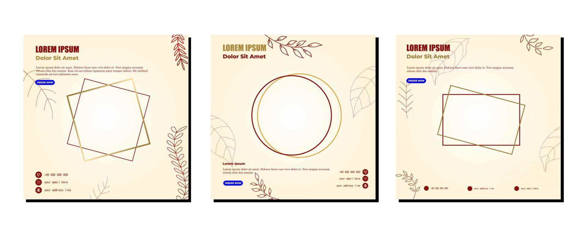 Social media posts template modern design, for digital marketing online vector
