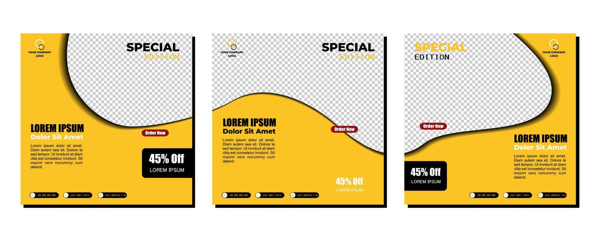 Social media posts template modern design, for digital marketing online vector