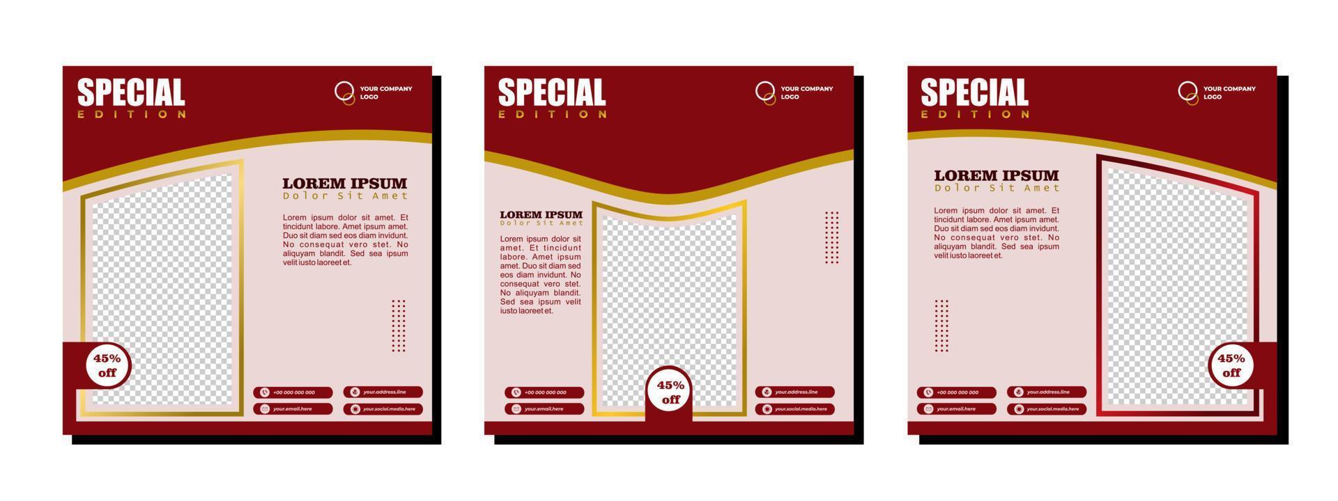 Social media posts template modern design, for digital marketing online vector