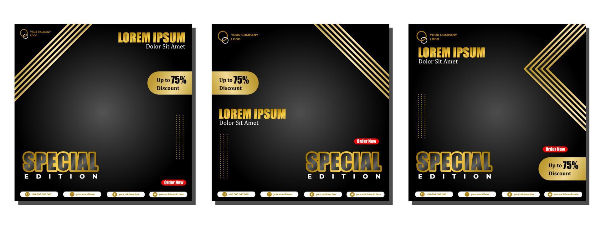 Social media posts template modern design, for digital marketing online vector