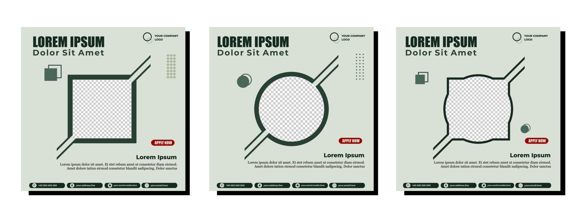 Social media posts template modern design, for digital marketing online vector