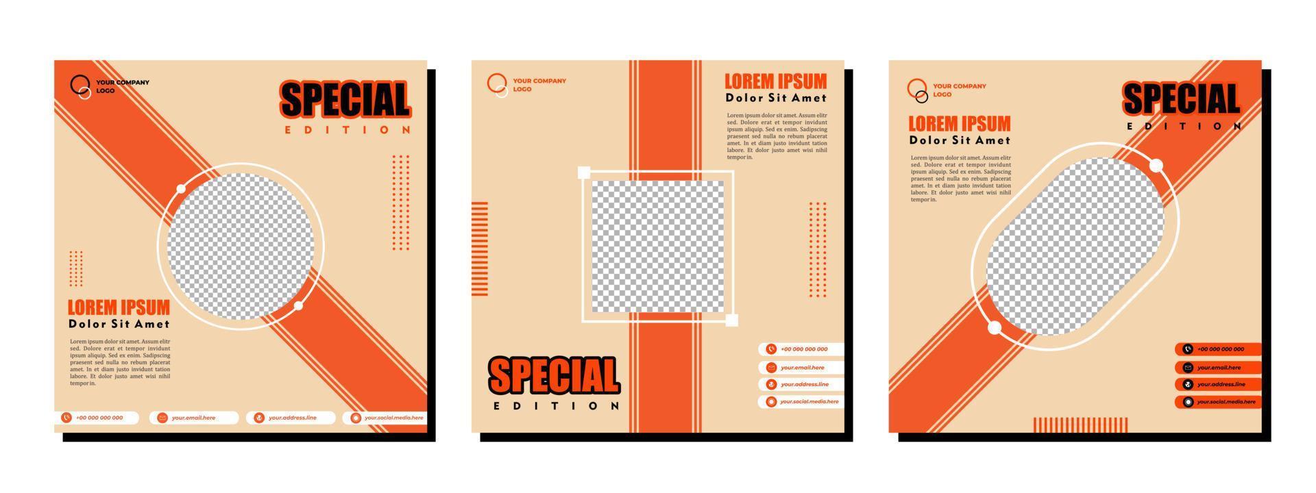 Social media posts template modern design, for digital marketing online vector