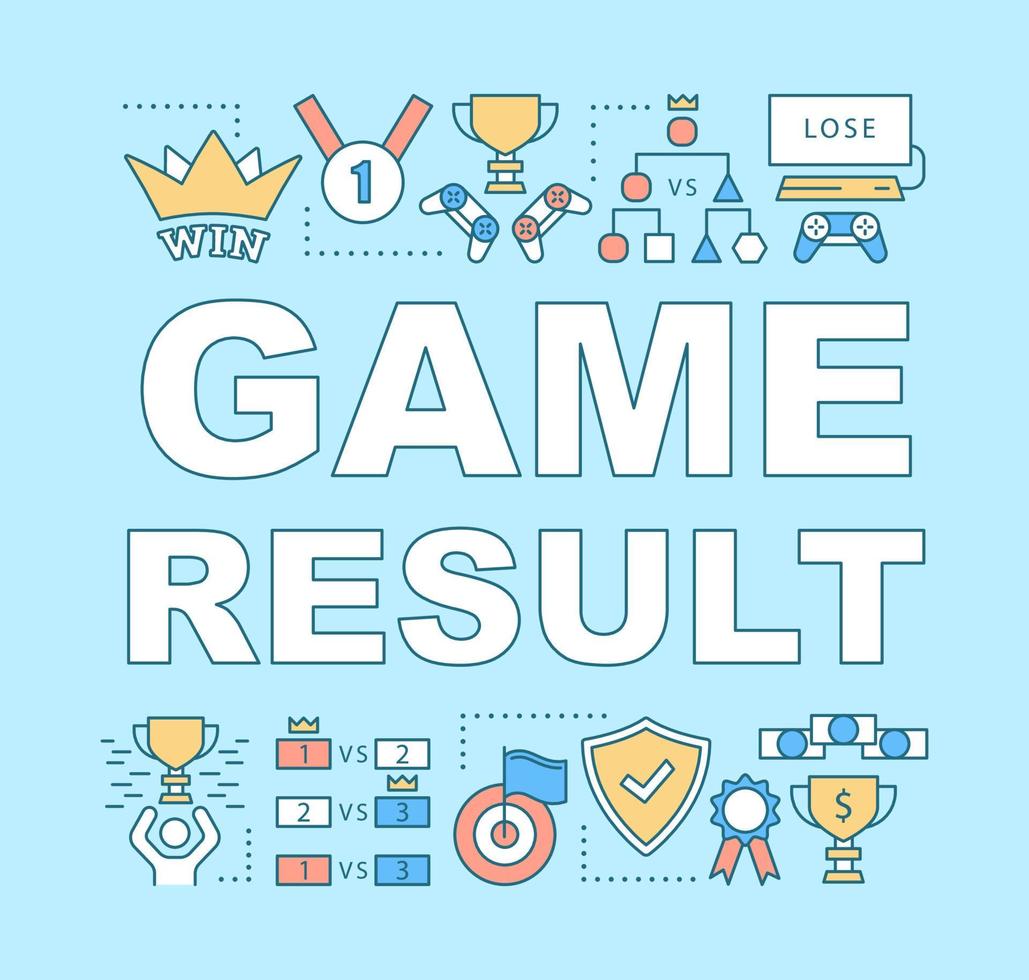 Game result word concepts banner. Esports competition. Cyber championship winner and loser. Presentation, website. Isolated lettering typography idea with linear icons. Vector outline illustration