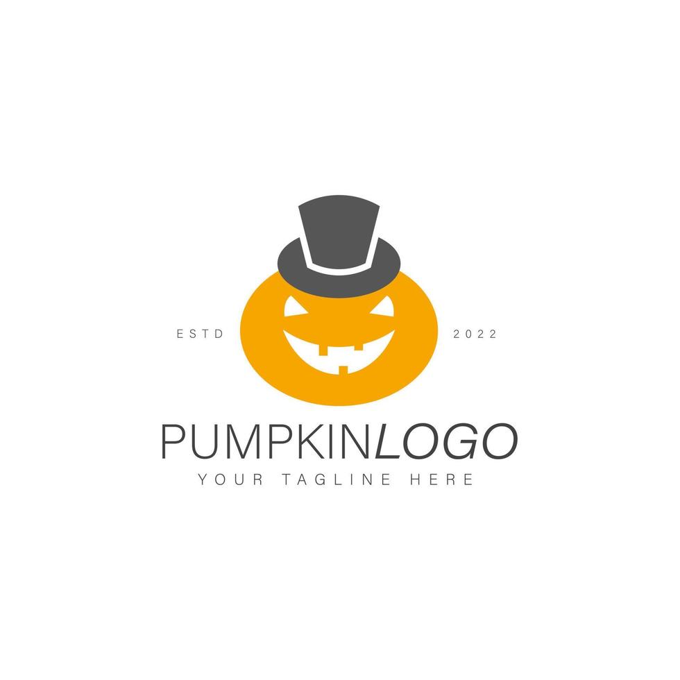 Pumpkin with magic hat logo design illustration icon vector