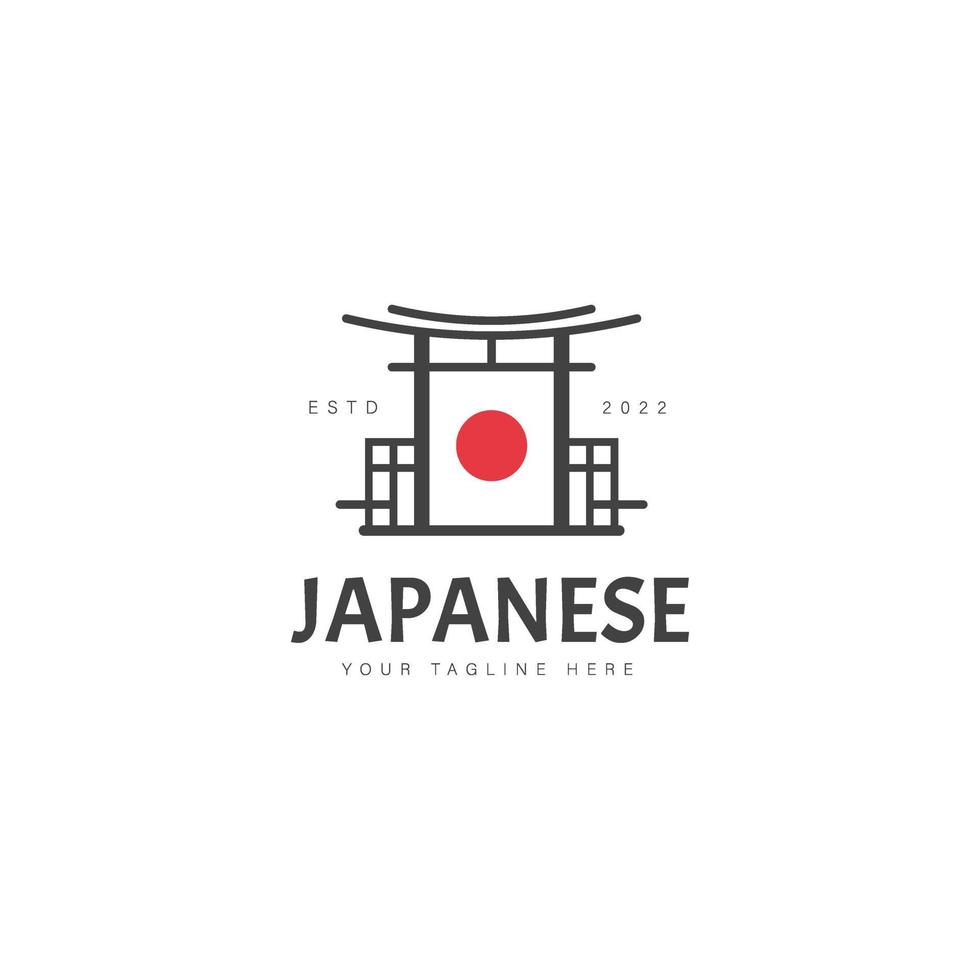 ilustración de icono de diseño de logotipo de puerta torii japonesa vector