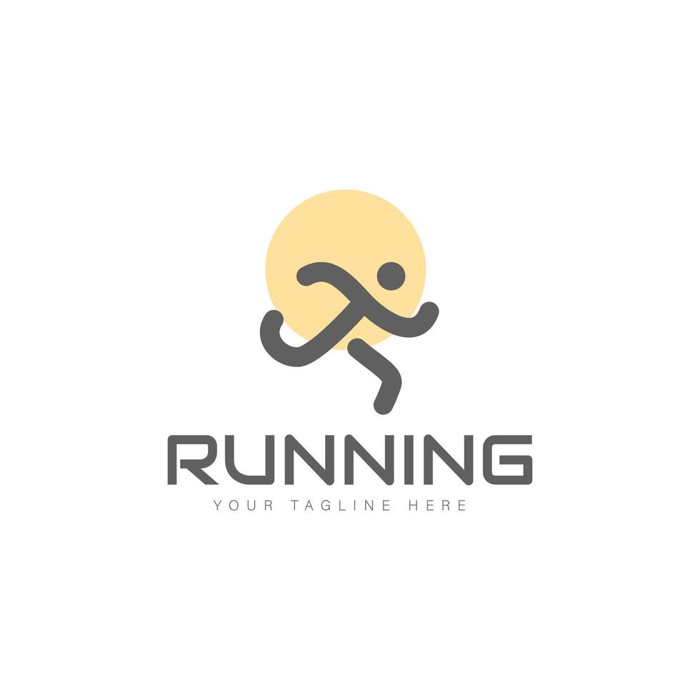 Man line running logo design illustration icon vector