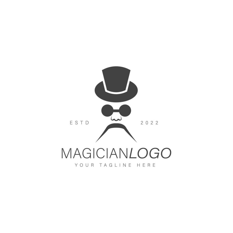 mago con icono de ilustración de diseño de logotipo de sombrero mágico vector