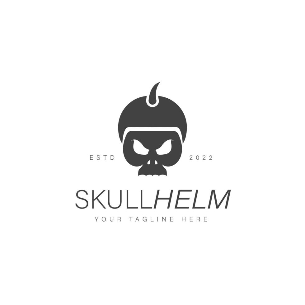 Skull with helmet logo design illustration icon vector