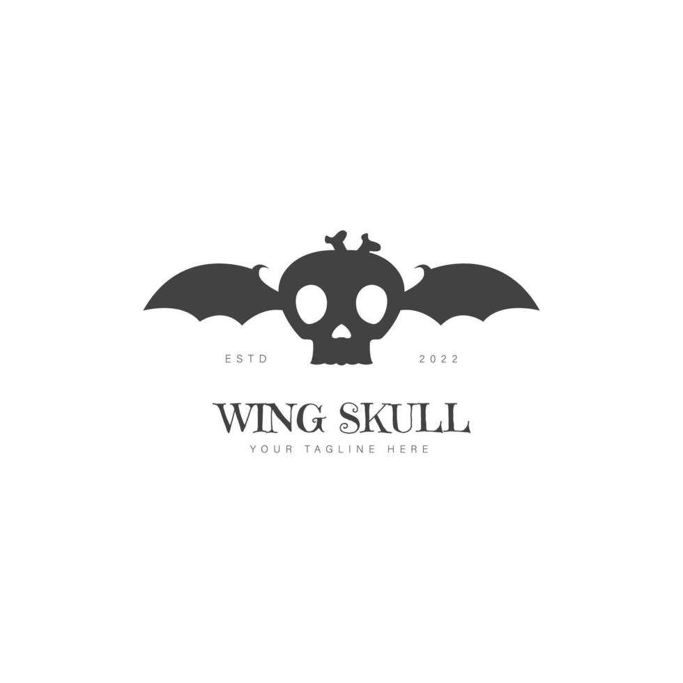 Skull with wings logo design icon illustration vector