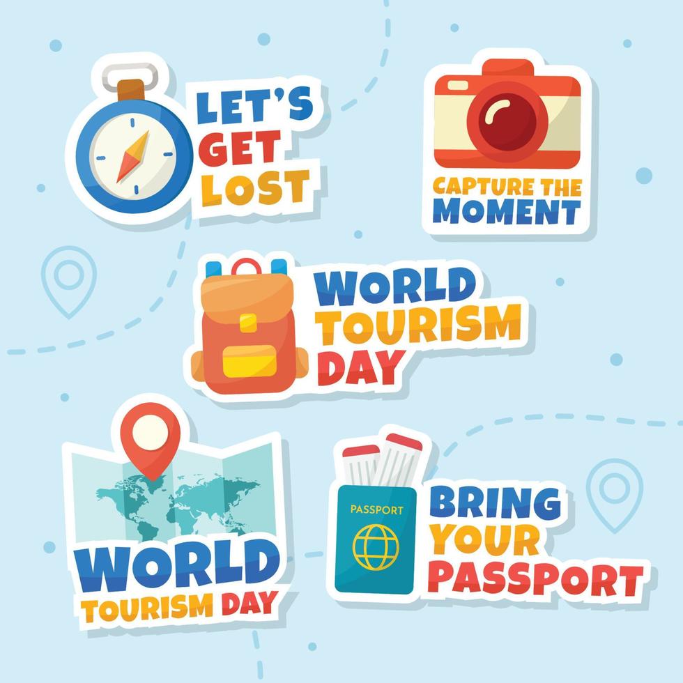 World Tourism Day Sticker Collection vector