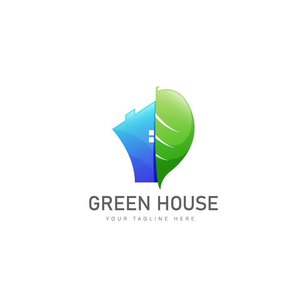 Green house gradient logo design icon illustration vector