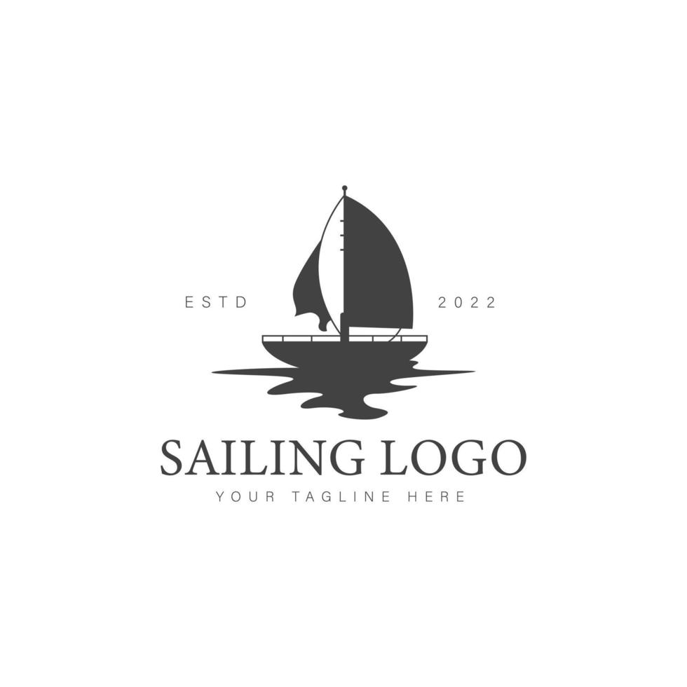 Ilustración de icono de diseño de logotipo de barco de vela vector