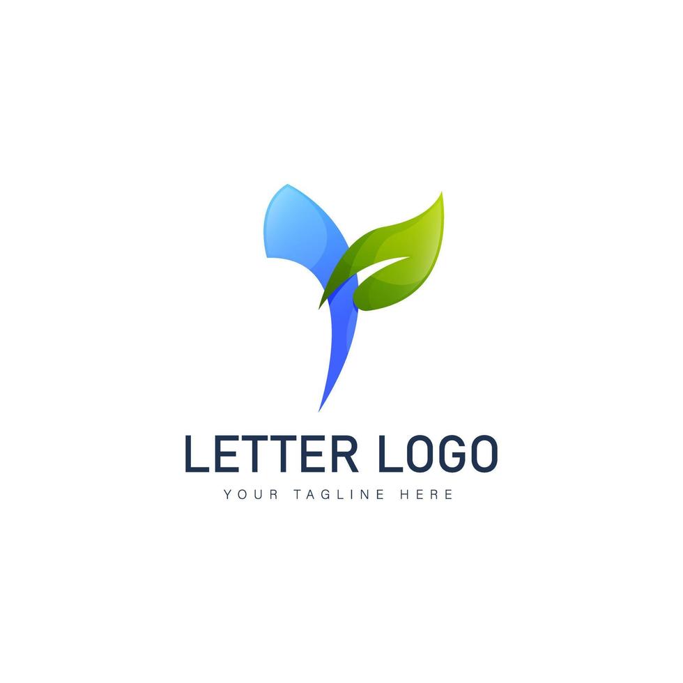 Letter Y with leaf logo design icon illustration vector