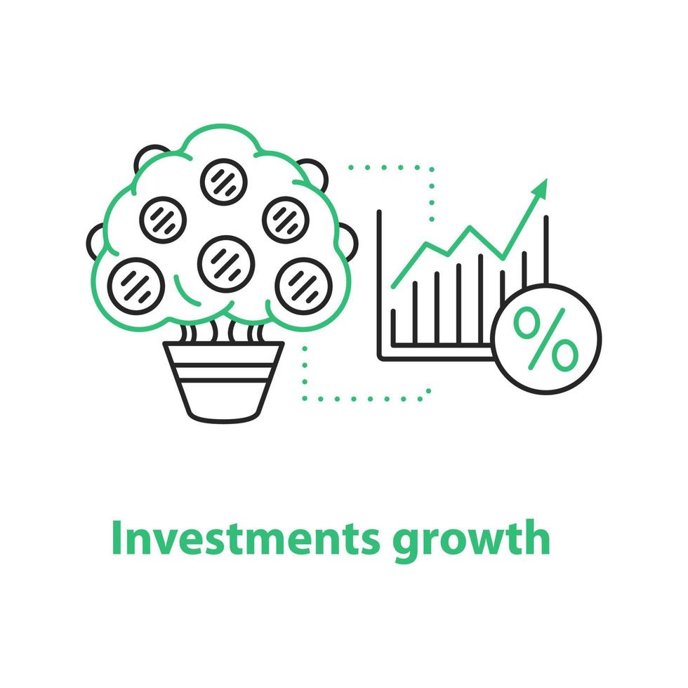 Investment growth concept icon. Commerce idea thin line illustration. Sales market. Vector isolated outline drawing