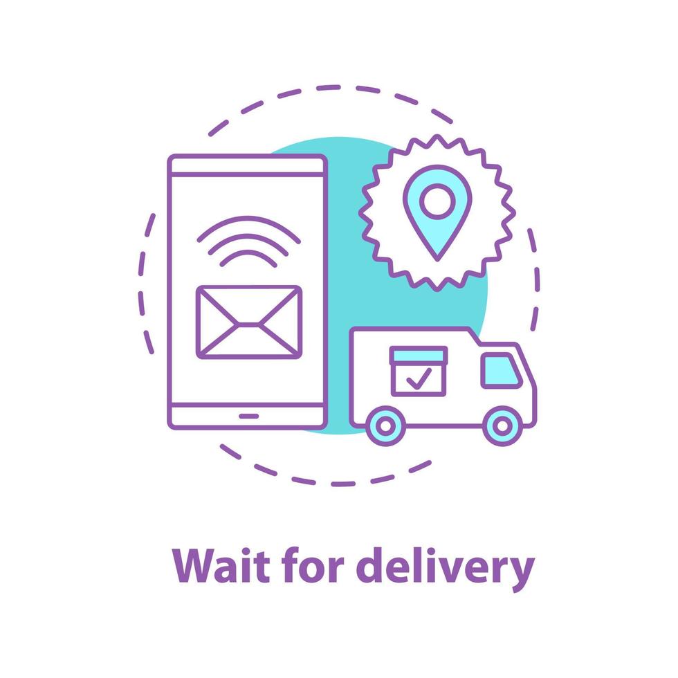 Delivery waiting concept icon. Parcel tracking. Shipping service idea thin line illustration. Vector isolated outline drawing