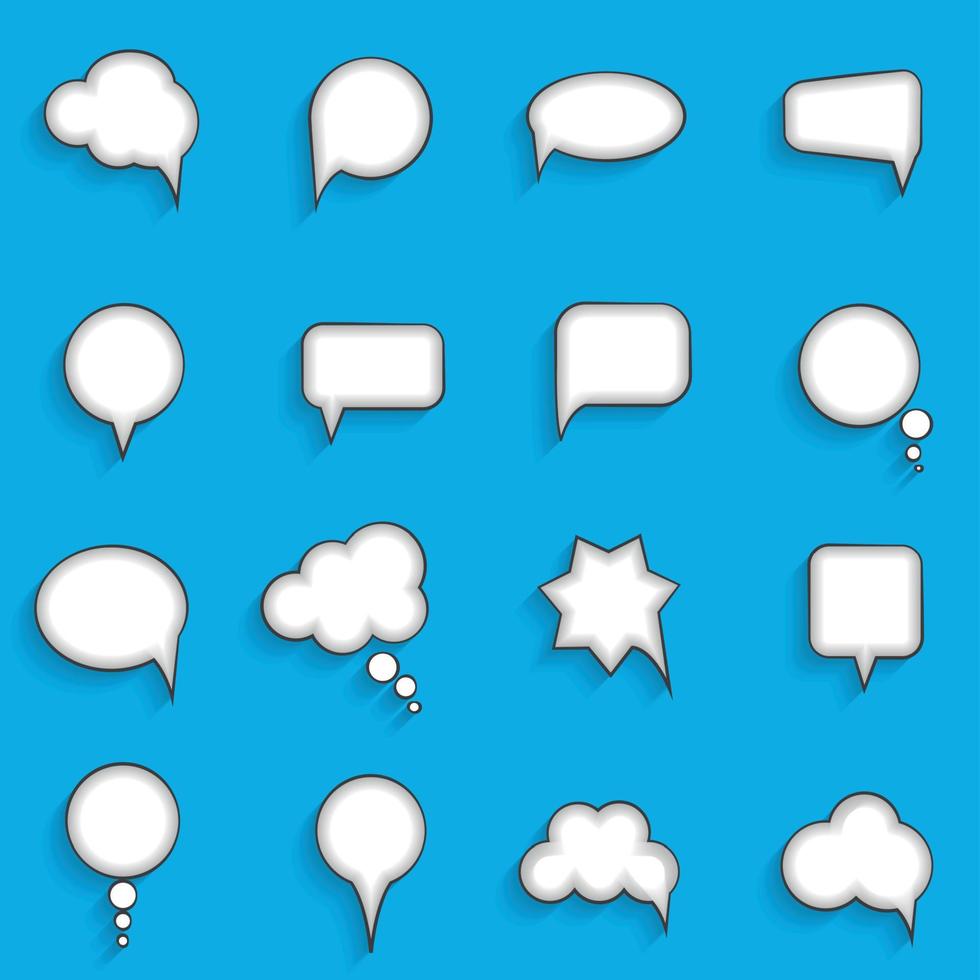 Flat Speech Bubbles with Long Shadows  Vector Illustration