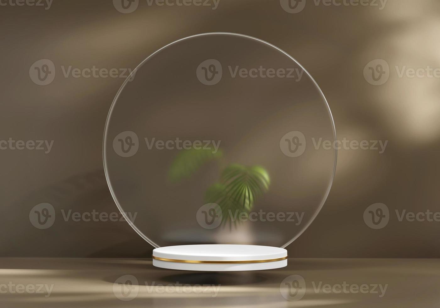 Abstract Minimal Modern Platform Podium with Plant Product Presentation and Showcase Background 3D Rendering photo
