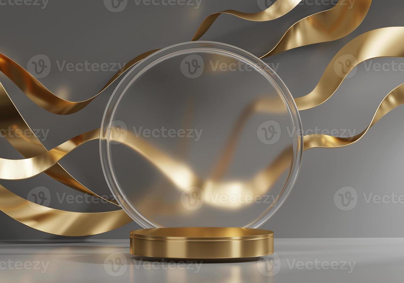 3D rendering abstract luxury gold platform podium product presentation backdrop photo