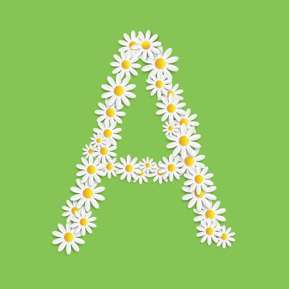 Flora Daisy Design Alphabet Vector Illustartion