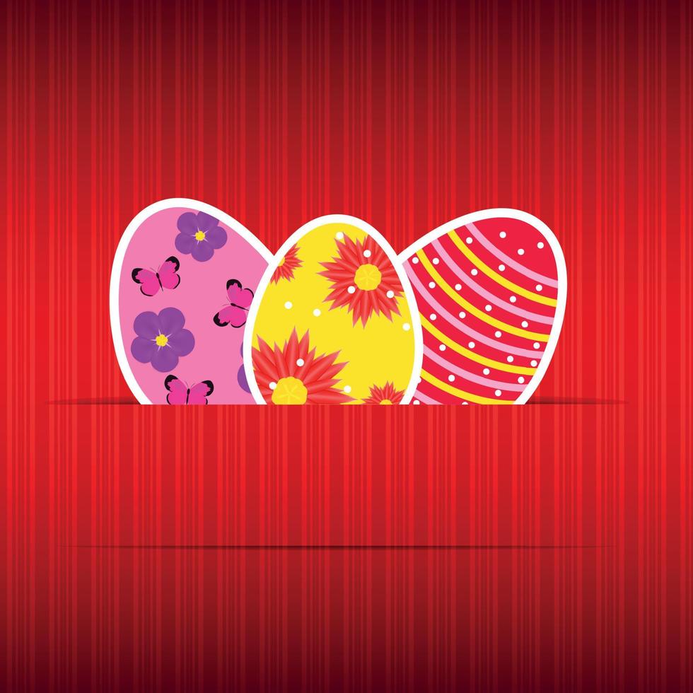 Paper card with easter eggs vector illustration