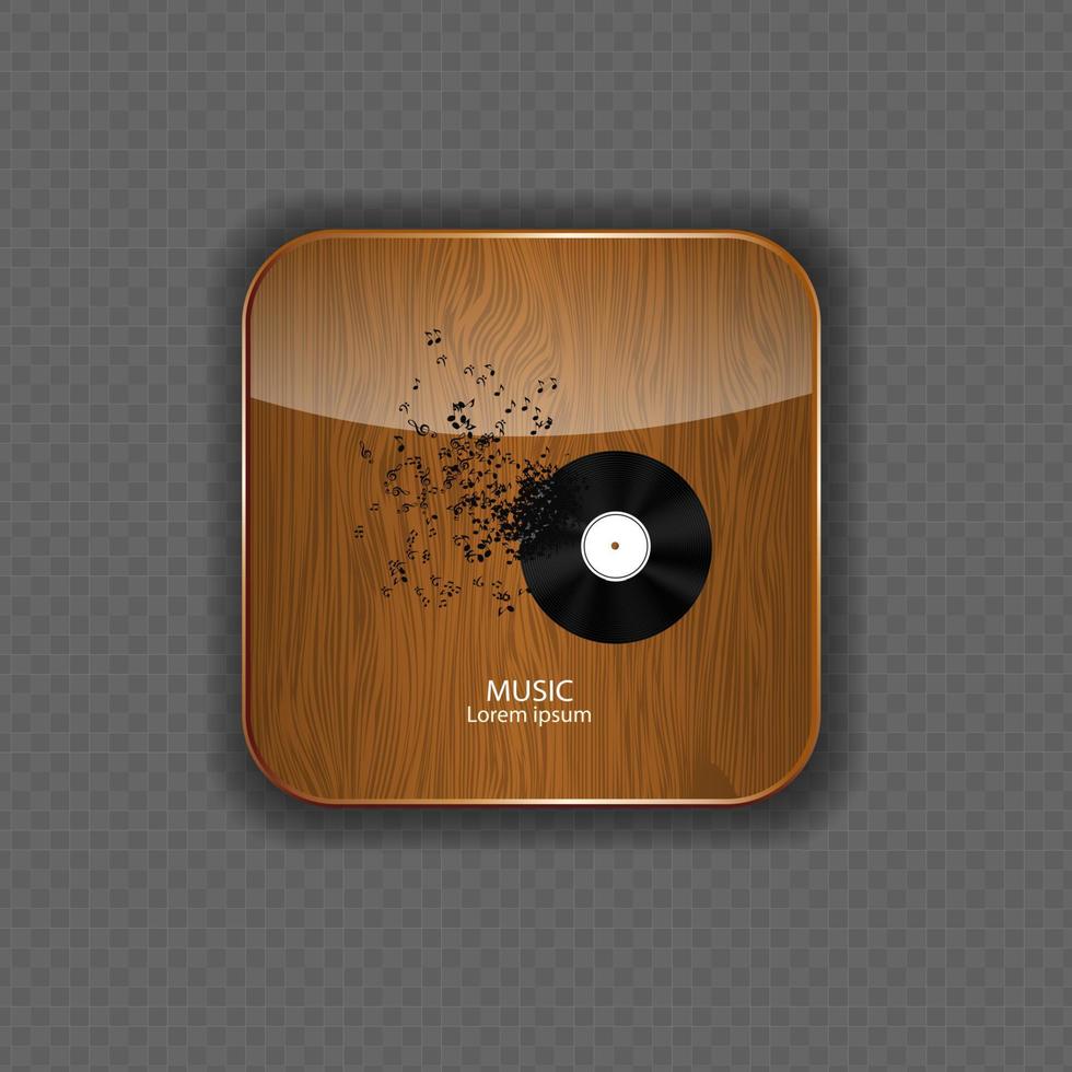 Music wood  application icons vector