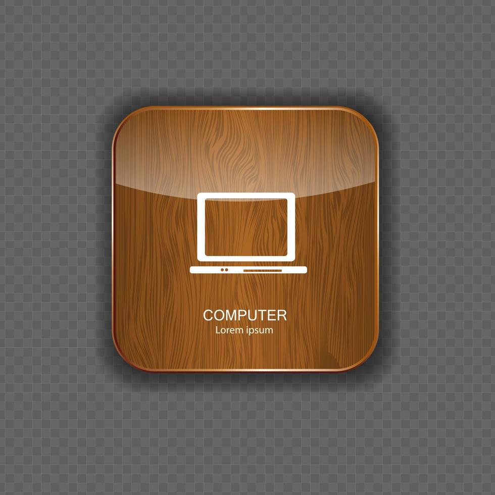Computer wood application icons vector