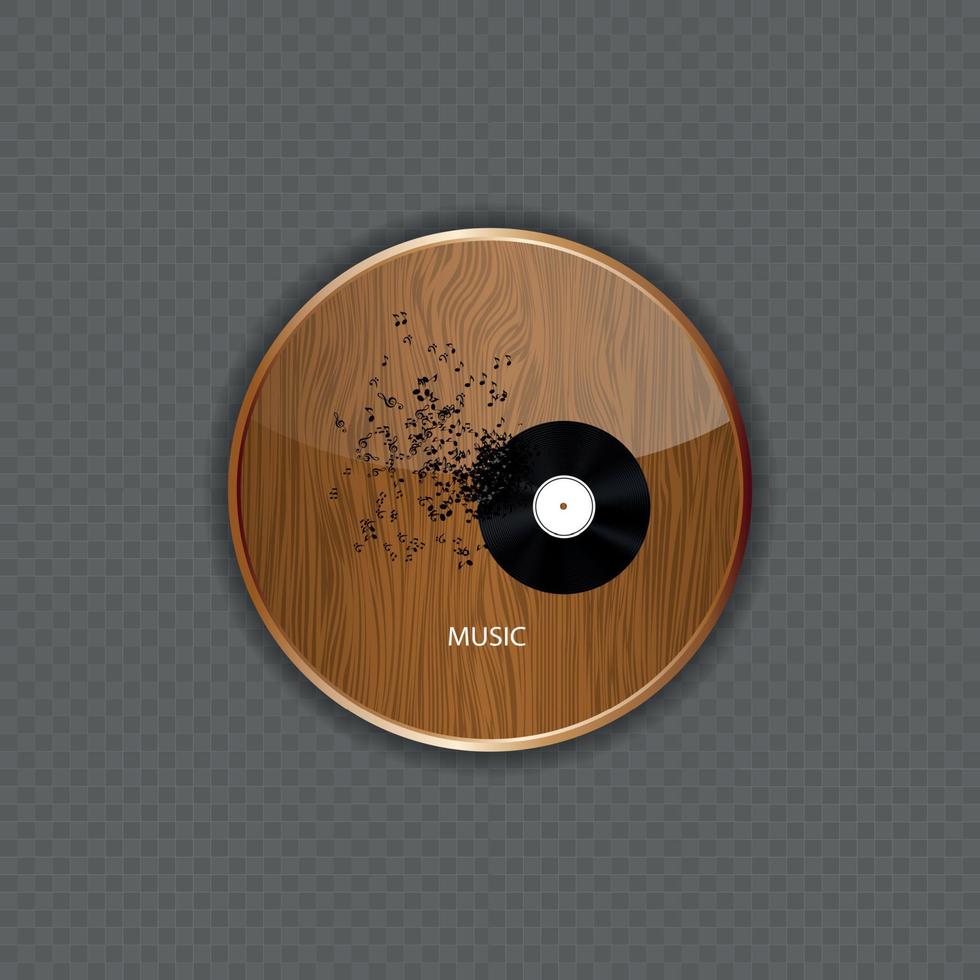 Music wood  application icons vector
