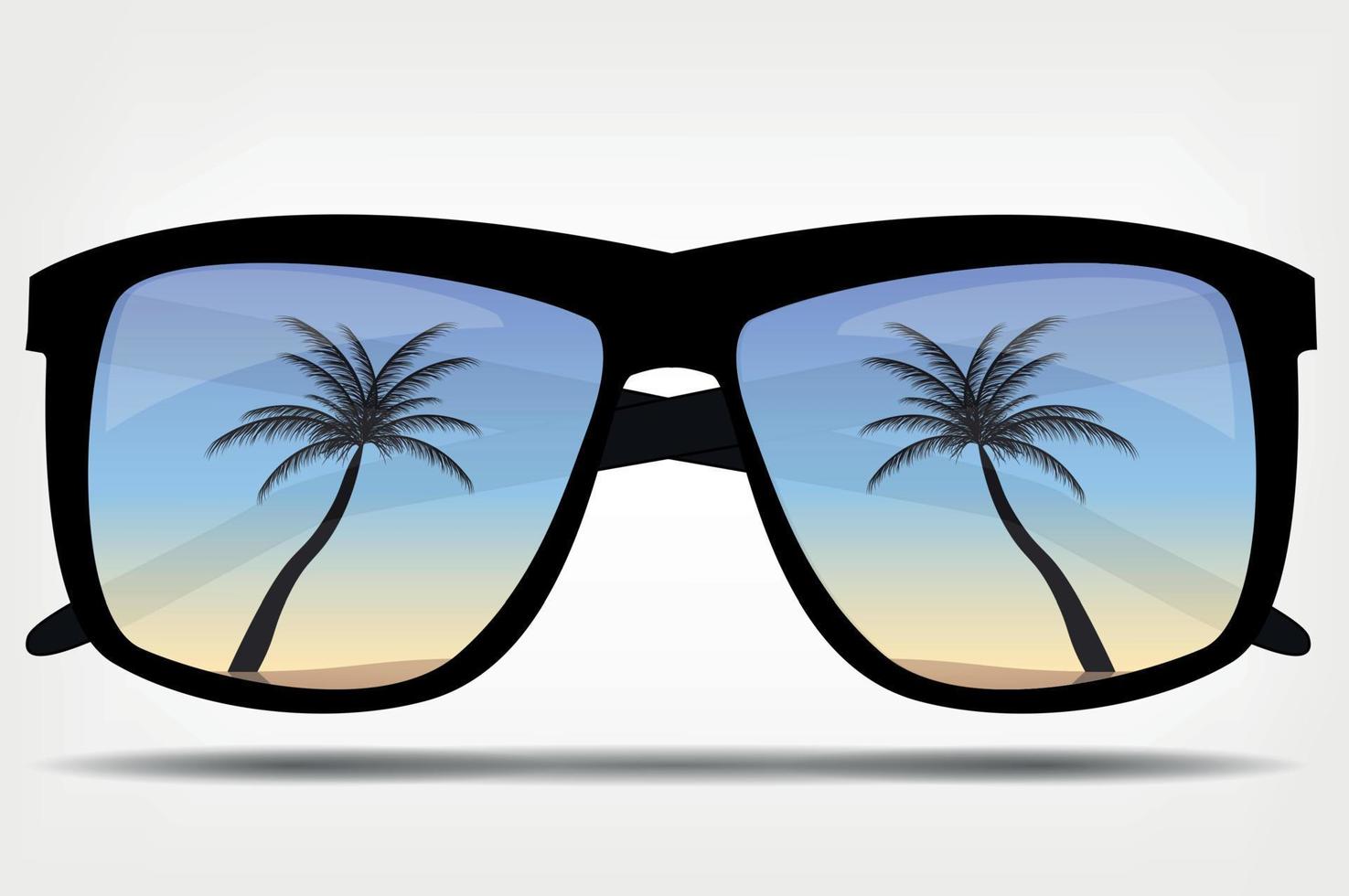 Gafas de sol con una ilustración de vector de palmera