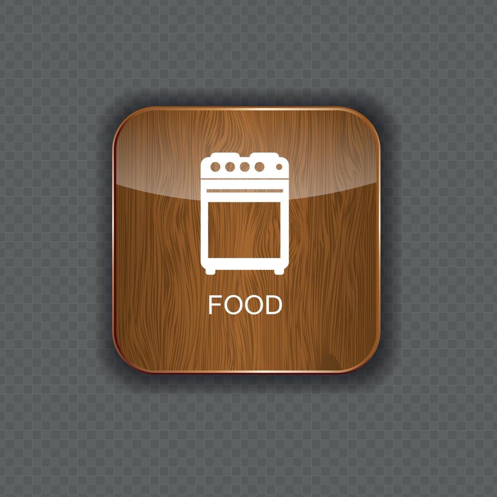 Food and drink wood application icons vector