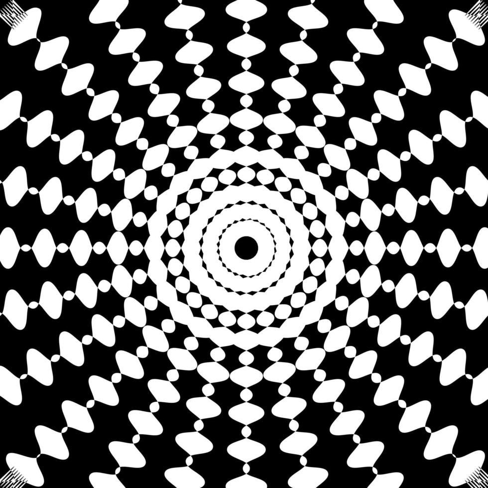 Black and White Abstract Psychedelic Art Background. Vector Illustration.