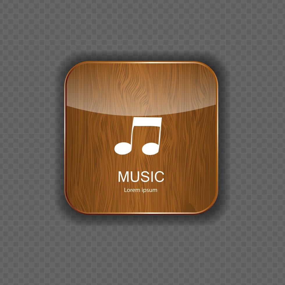 Music wood  application icons vector