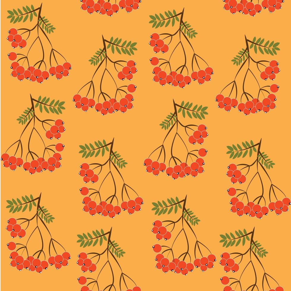Seamless pattern background with rowanberrys and leafs vector