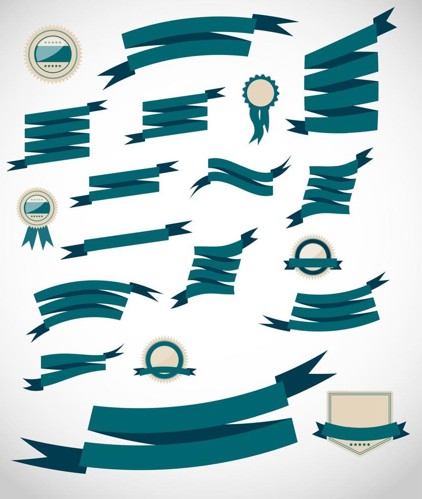 set retro ribbons and label  vector illustration