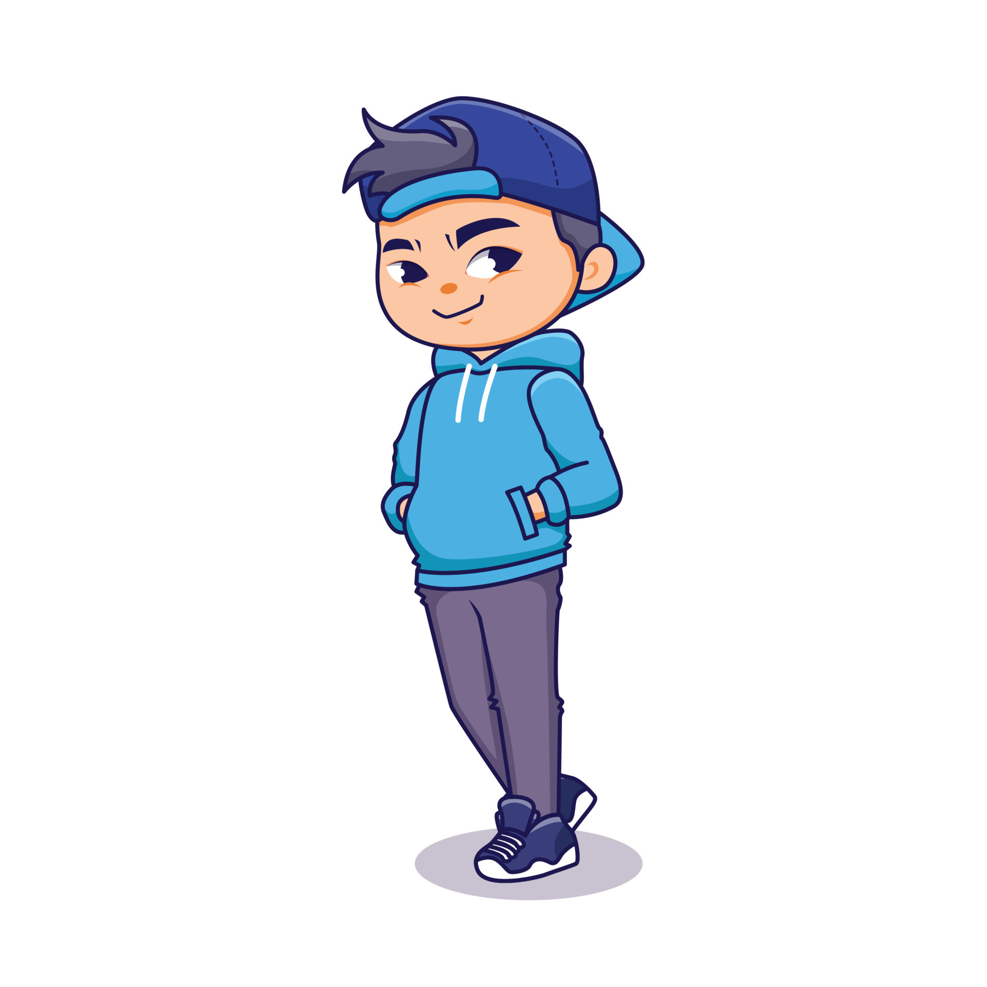 Cartoon cool boy with blue jacket and hat stand pose in casual style character flat illustration 8332099 Vector Art at Vecteezy Cartoon cool boy with blue jacket and hat stand pose in casual style character flat illustration 8332099 Vector Art at Vecteezy