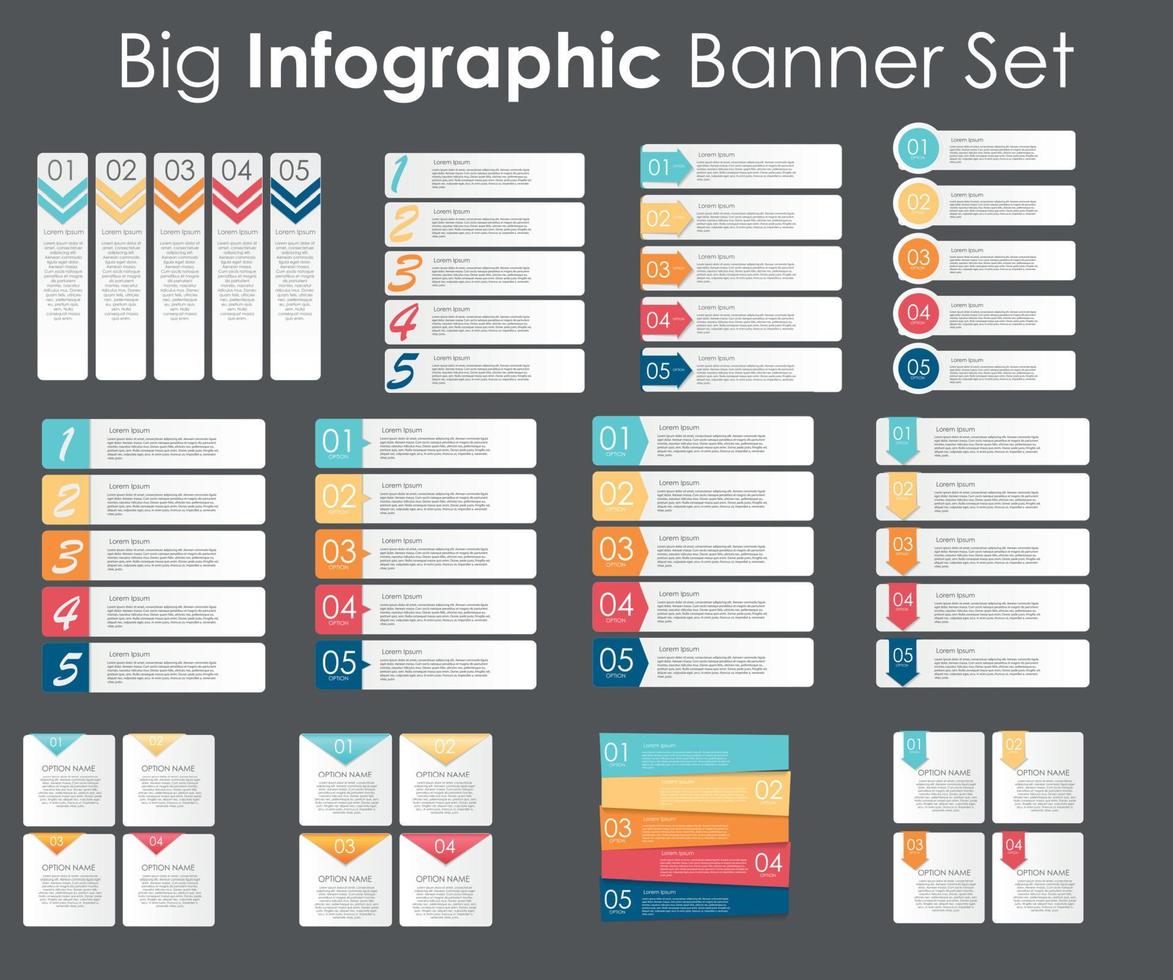 Gran conjunto de plantillas de banner infográfico para su ilustración de vector de negocio