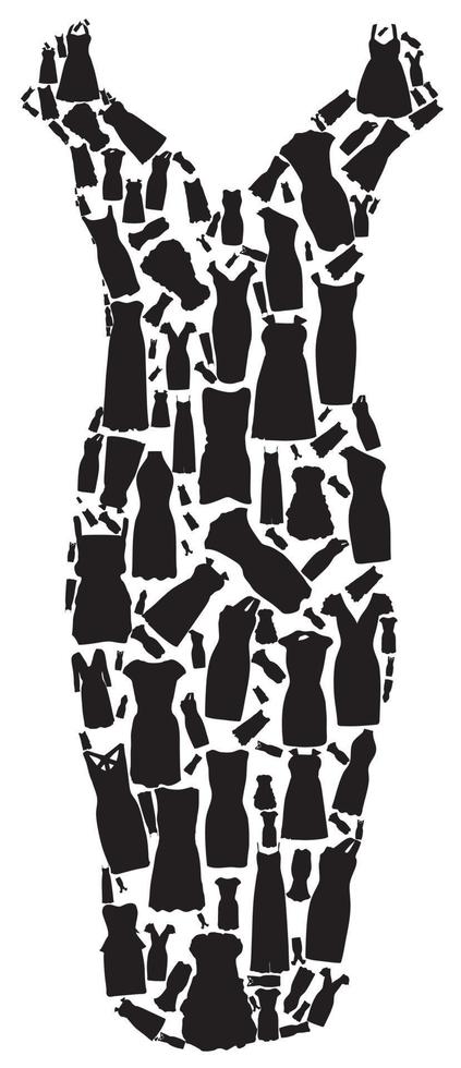 Set of dresses silhouette seamless pattern. vector illustration.