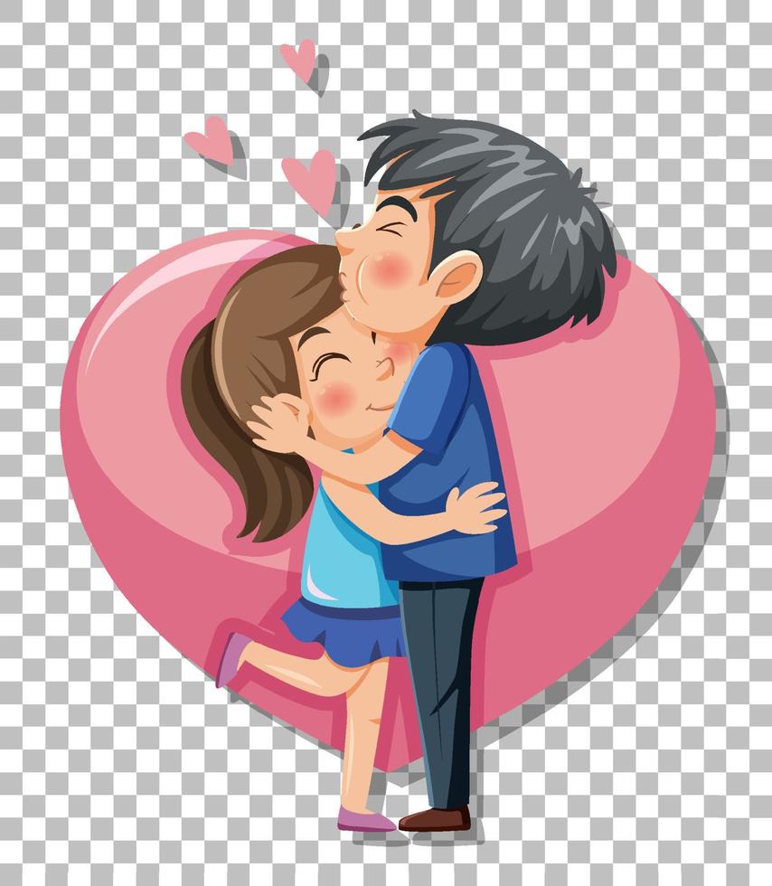 Cute couple cartoon character on grid background vector