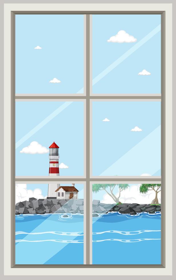 View through glass window vector