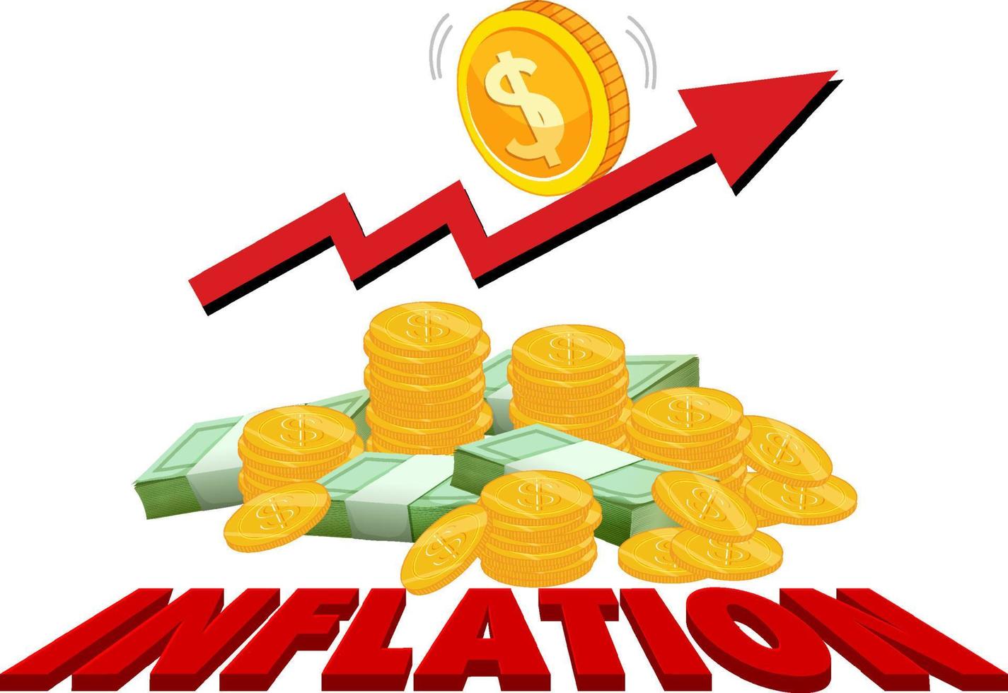 Inflation with red arrow going up vector