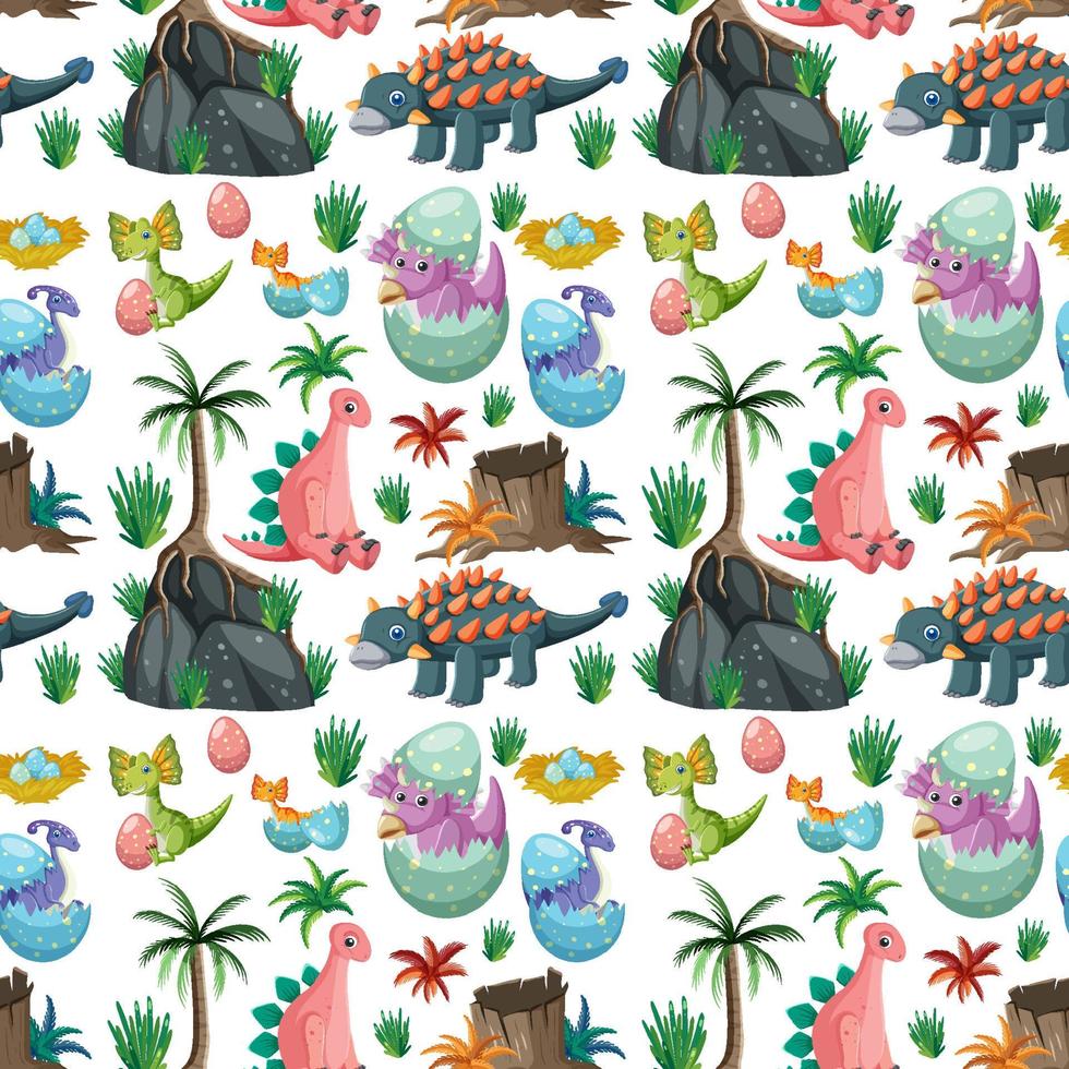 Cute dinosaur seamless pattern vector