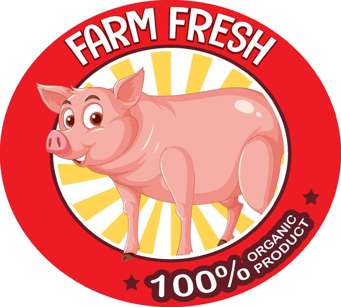 logotipo fresco de granja de cerdos para productos de cerdo vector