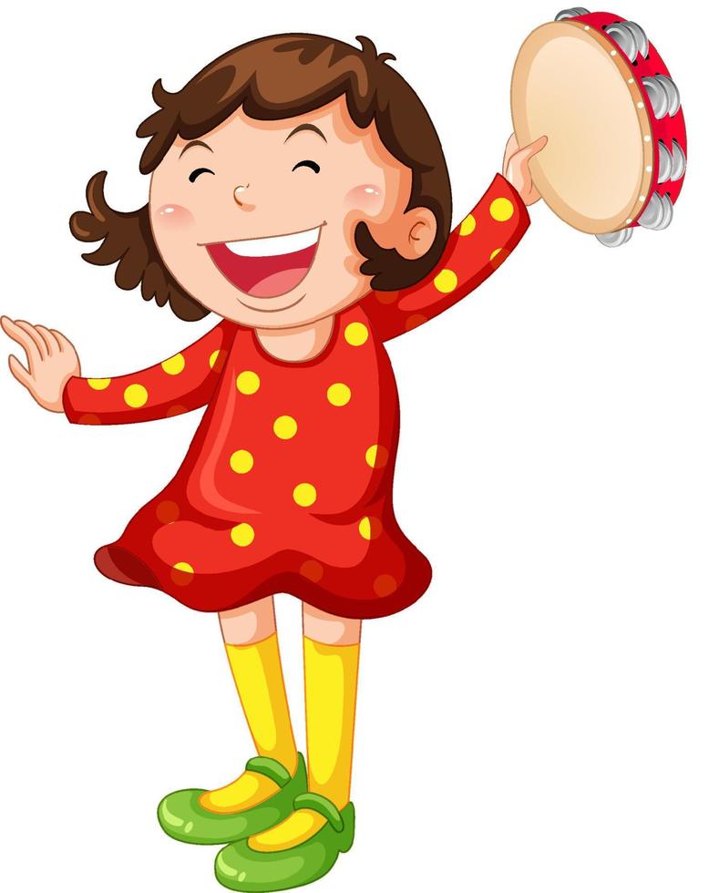 Cute girl cartoon character with music instruments vector