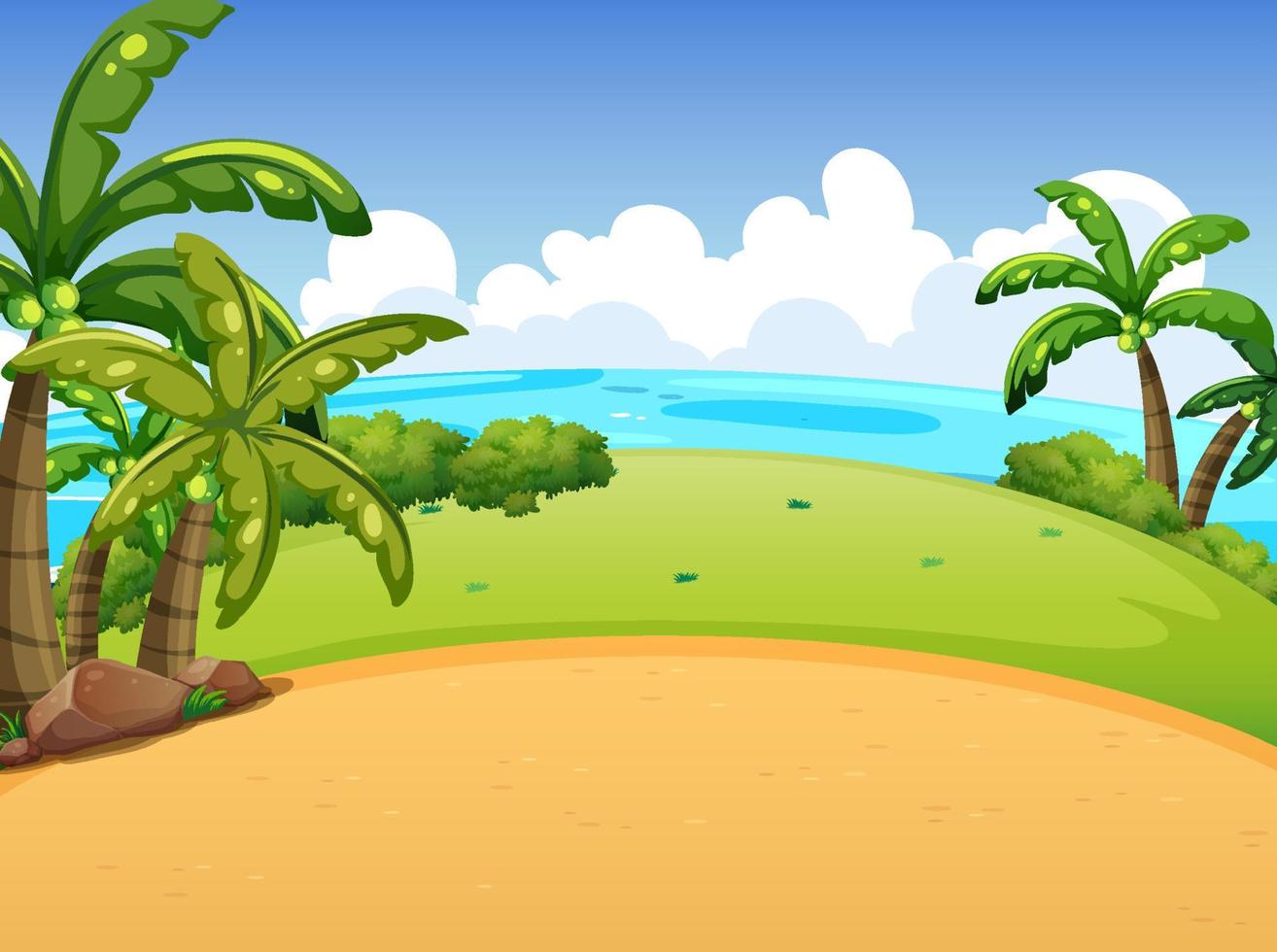 escena de paisaje de playa al aire libre vector