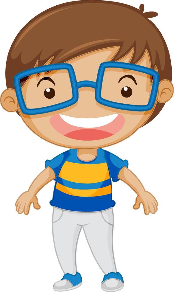 Cute boy cartoon character on white background vector