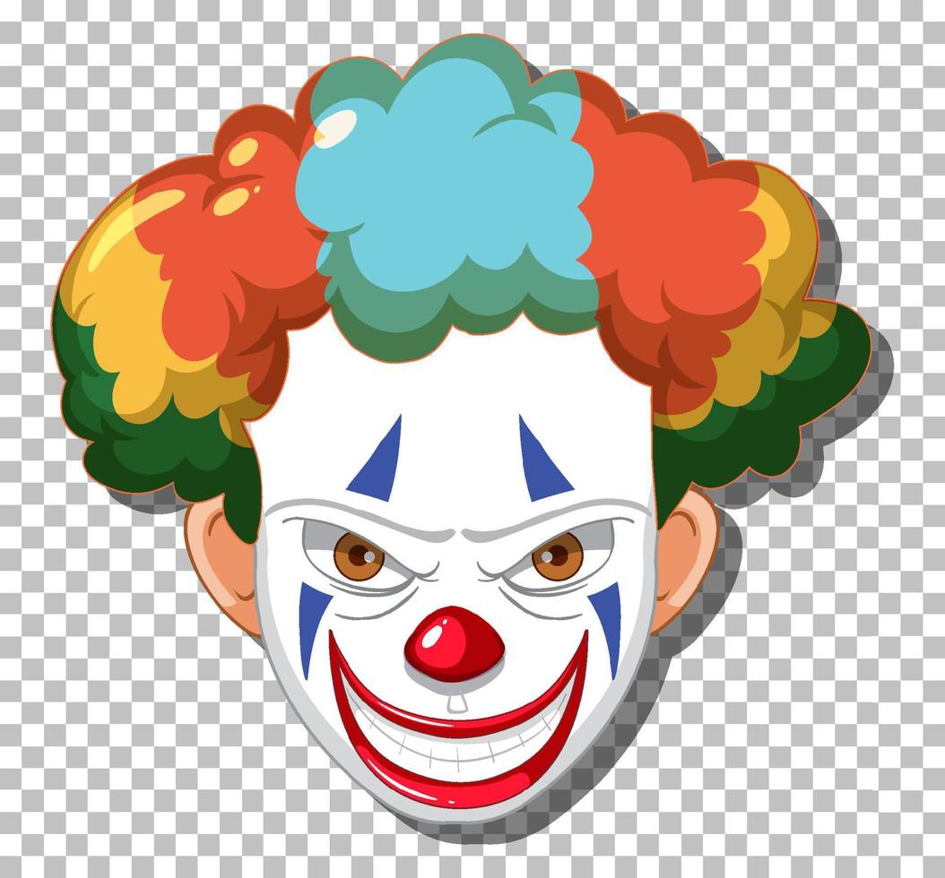 Scary clown head on grid background vector