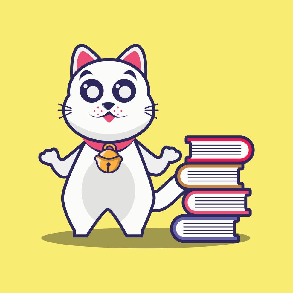 Cute cat cartoon illustration vector