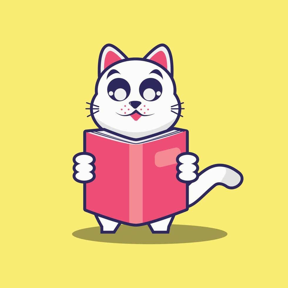 Cute cat cartoon illustration vector